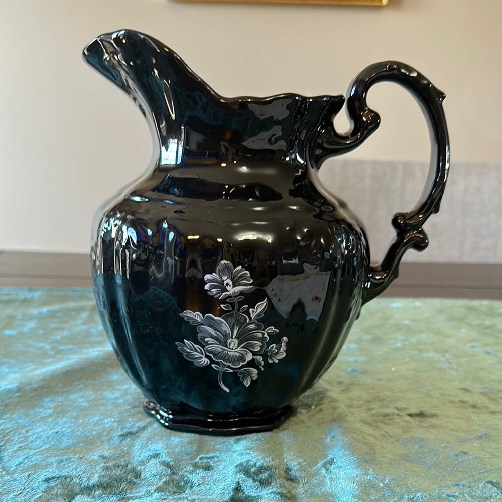 Elegant Black Floral Pitcher